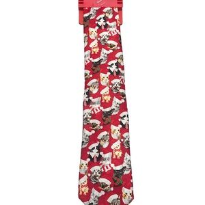 Red Christmas Cat Pattern Necktie
